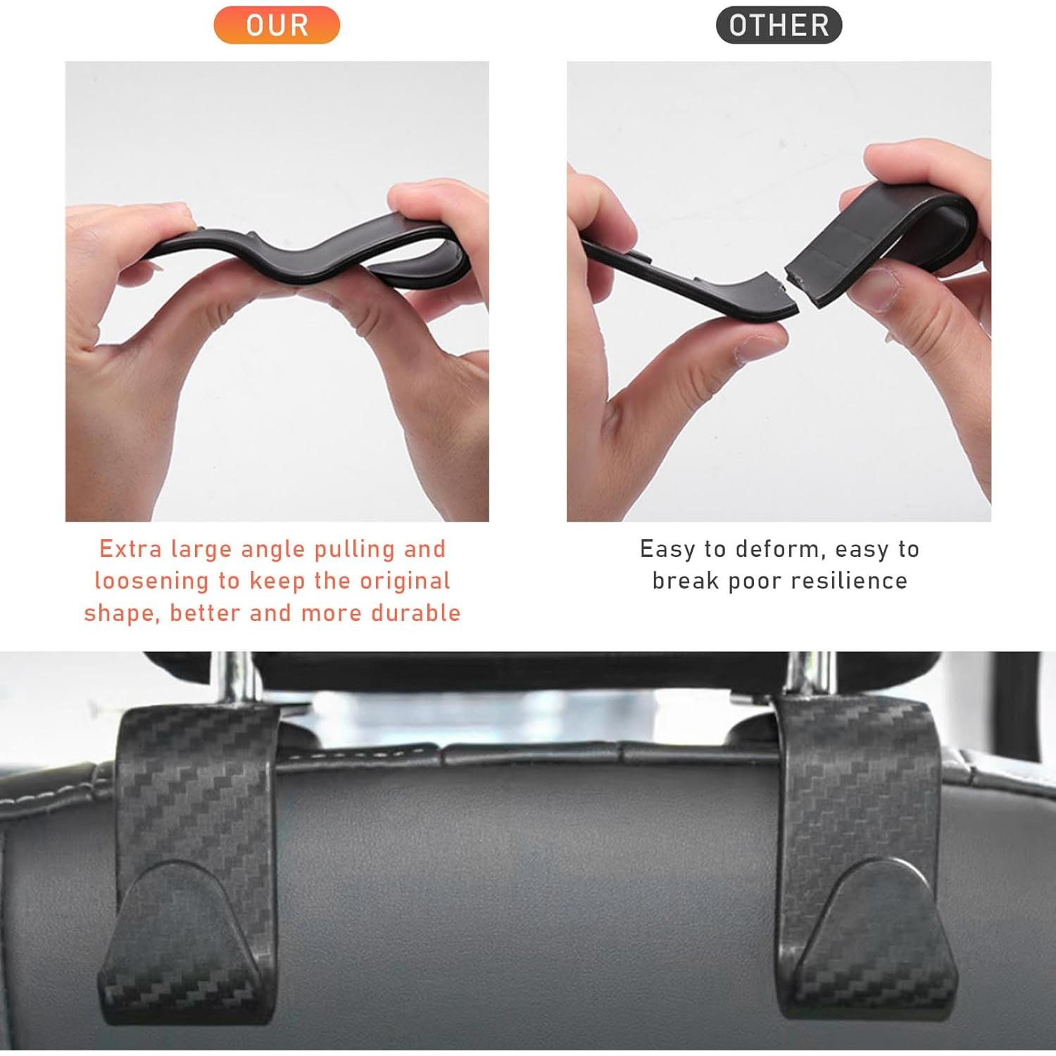 4 Ganchos para Reposacabezas de Coche Yourkar - Fibra de Carbono