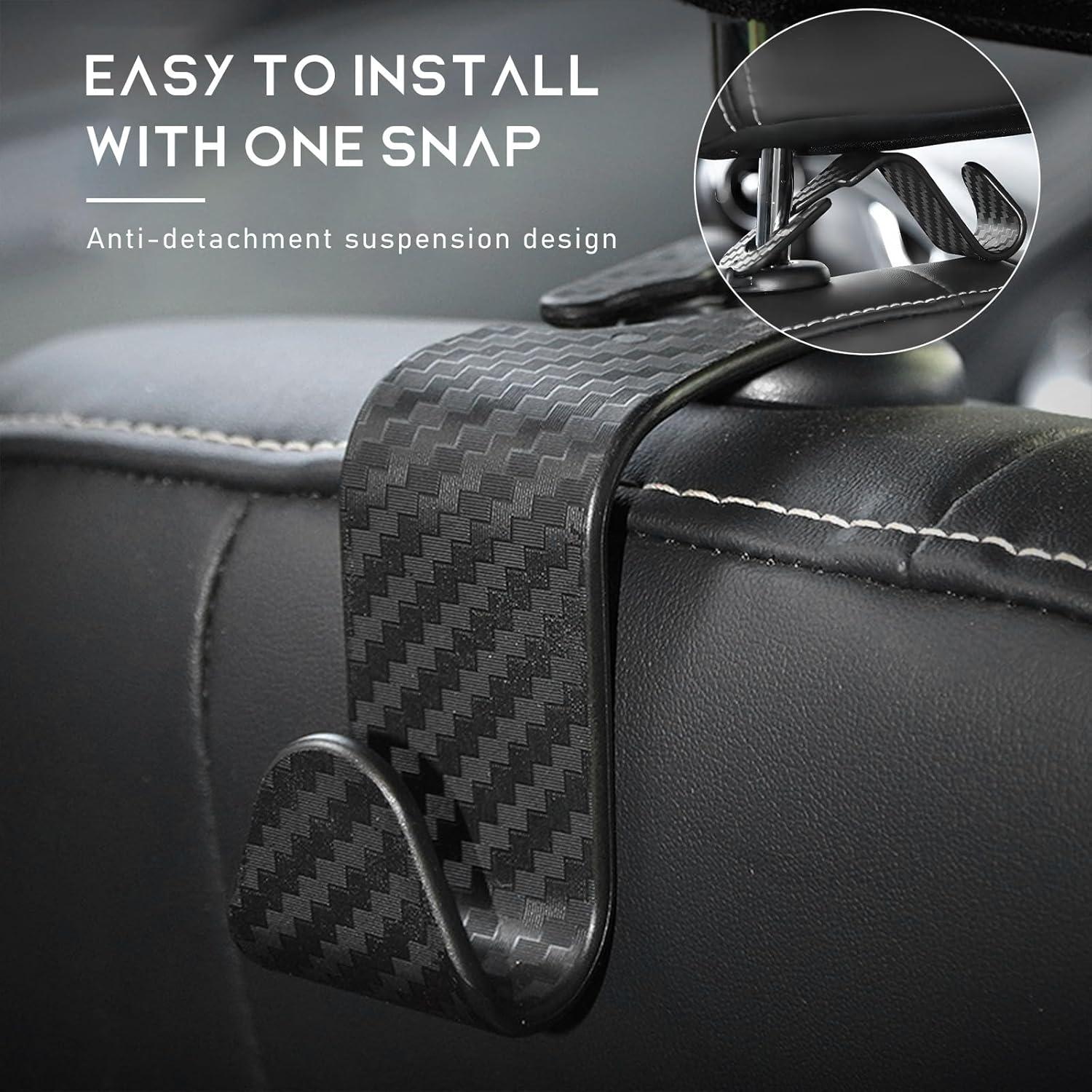 4 Ganchos para Reposacabezas de Coche Yourkar - Fibra de Carbono