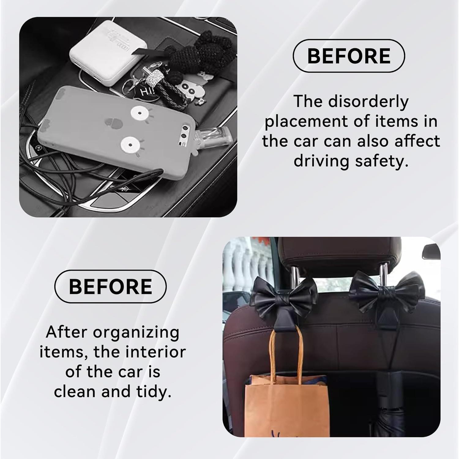 Ganchos para Reposacabezas de Asiento de Coche Tioollev - 2 PCS Negro