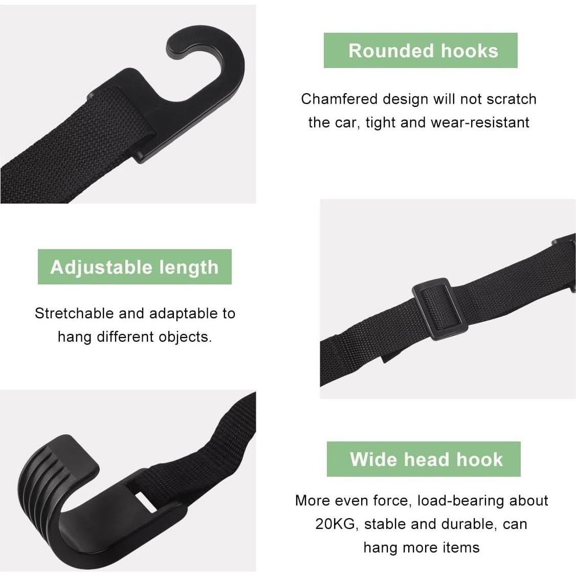 Ganchos para Reposacabezas de Auto ZNDAW 2 Pcs Ajustables