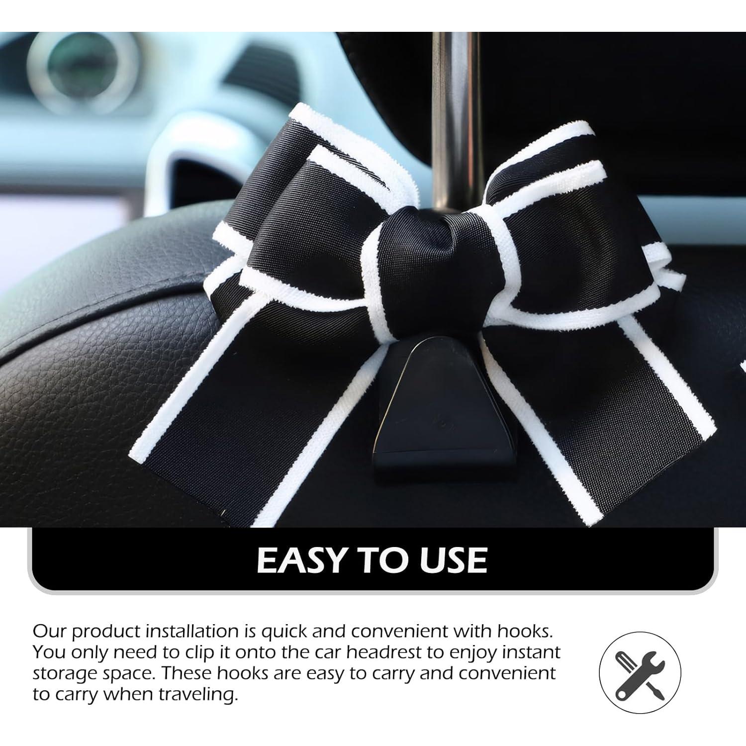 Ganchos para Reposacabezas de Coche Ferianl - 2 Piezas Negro-Blanco