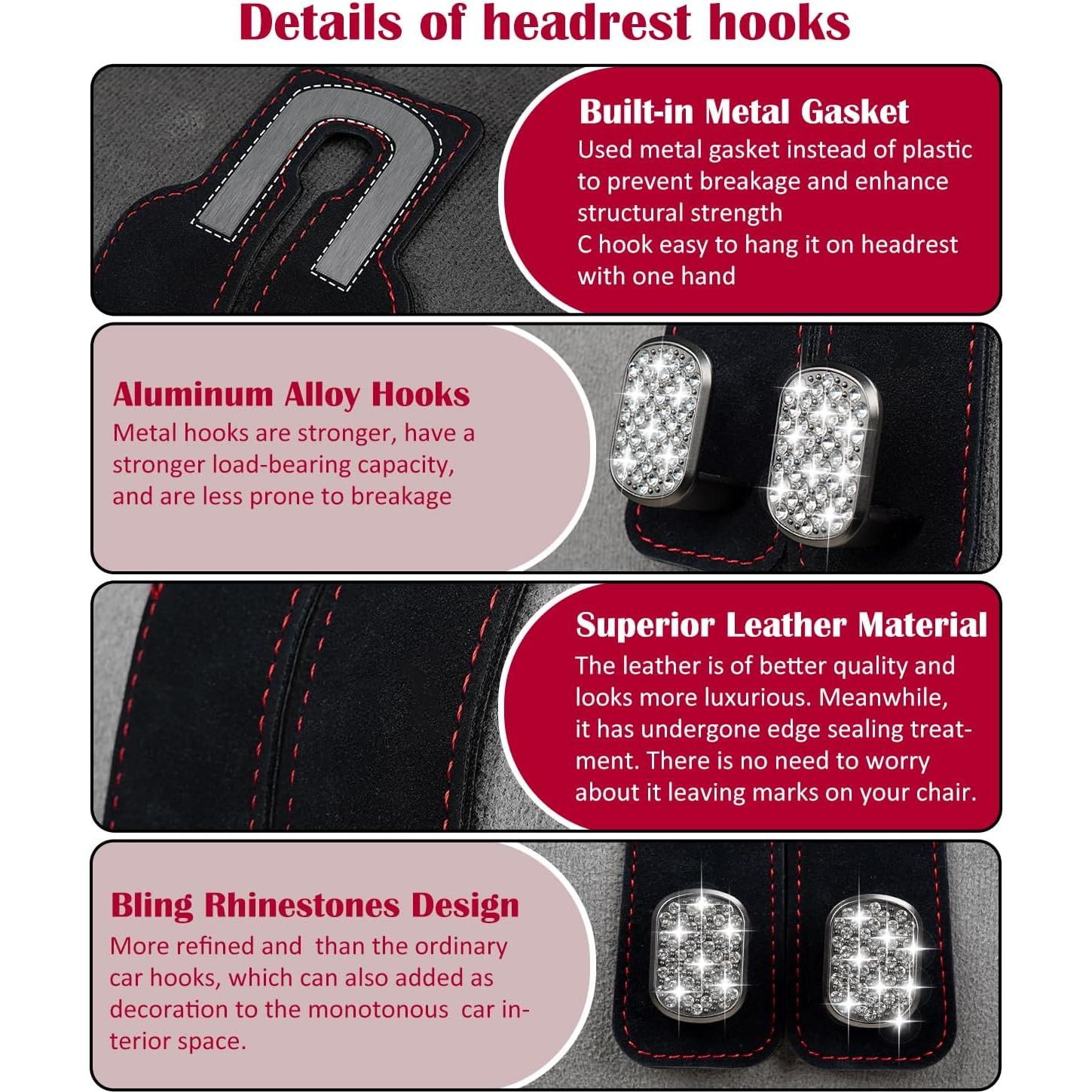 Ganchos para Reposacabezas de Coche MOBIKEY 2Pcs Negro