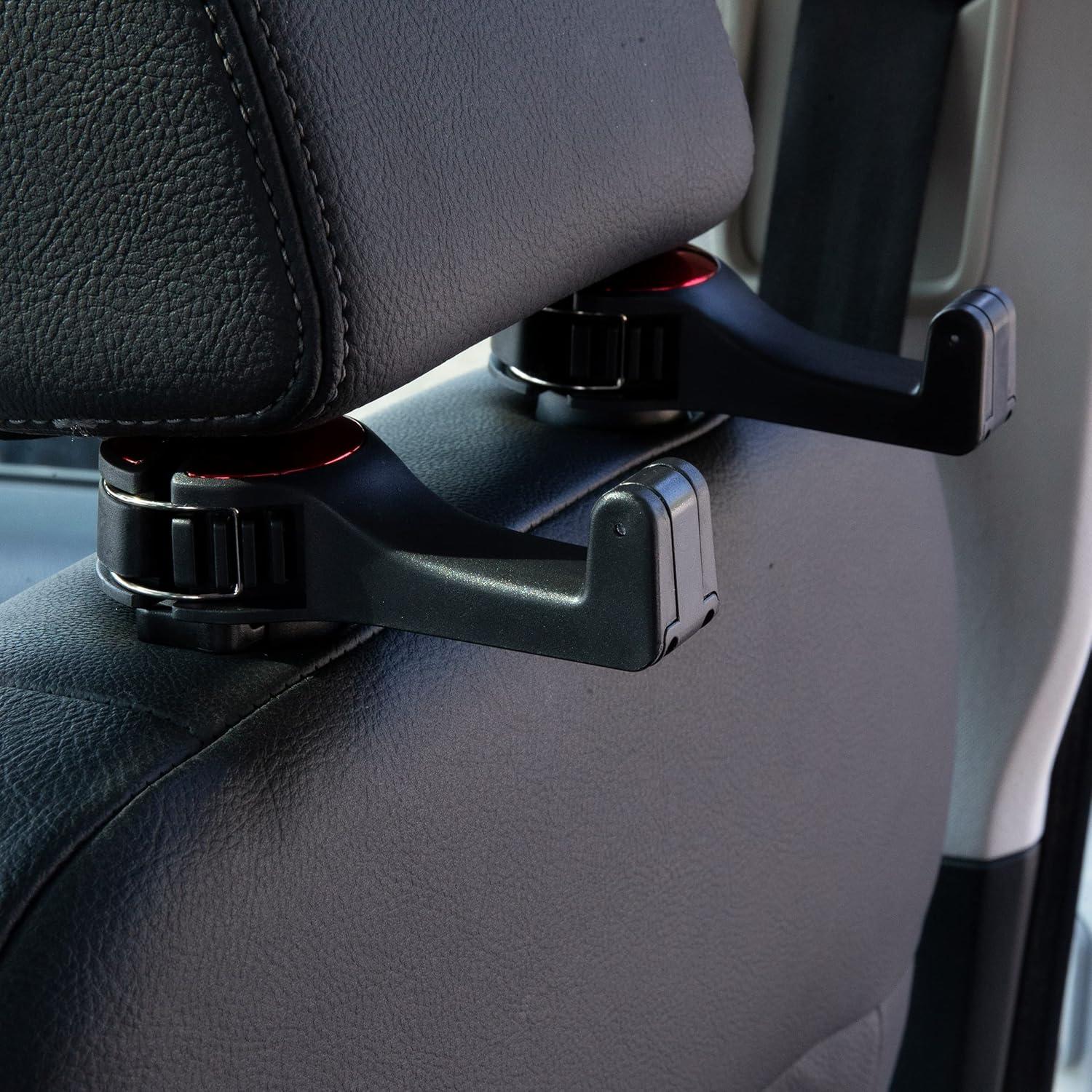 Ganchos para Asientos de Auto Amooca 2 en 1 con Bloqueo Rojo