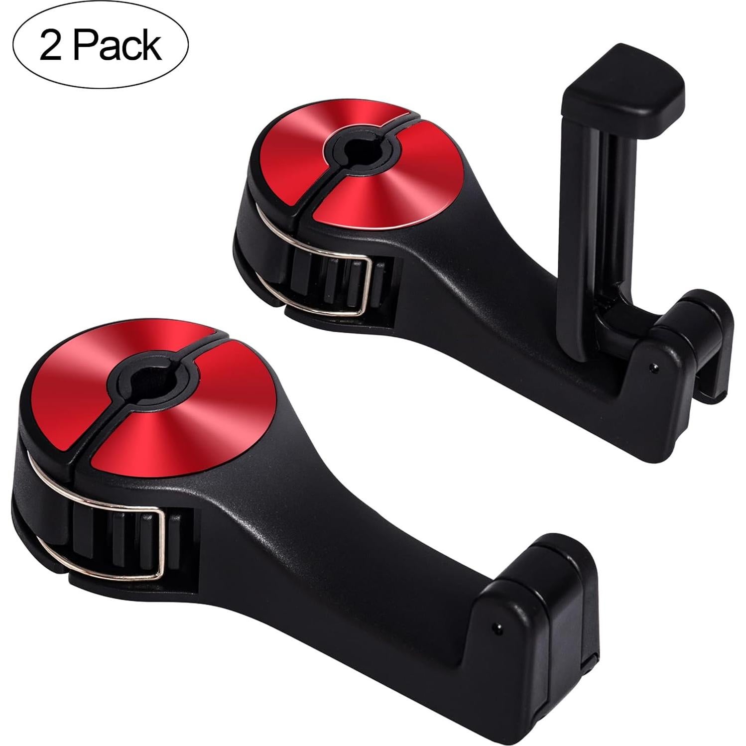 Ganchos para Asientos de Auto Amooca 2 en 1 con Bloqueo Rojo