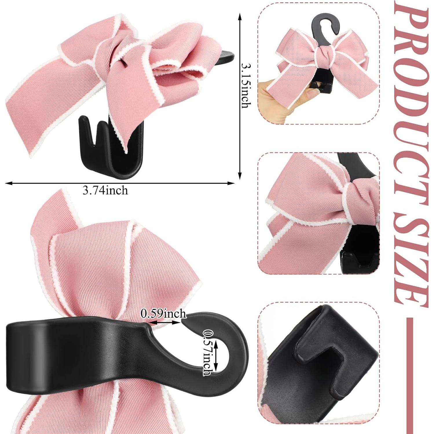 4 Ganchos de Bolsa de Coche Cinnvoice con Lazo Rosa