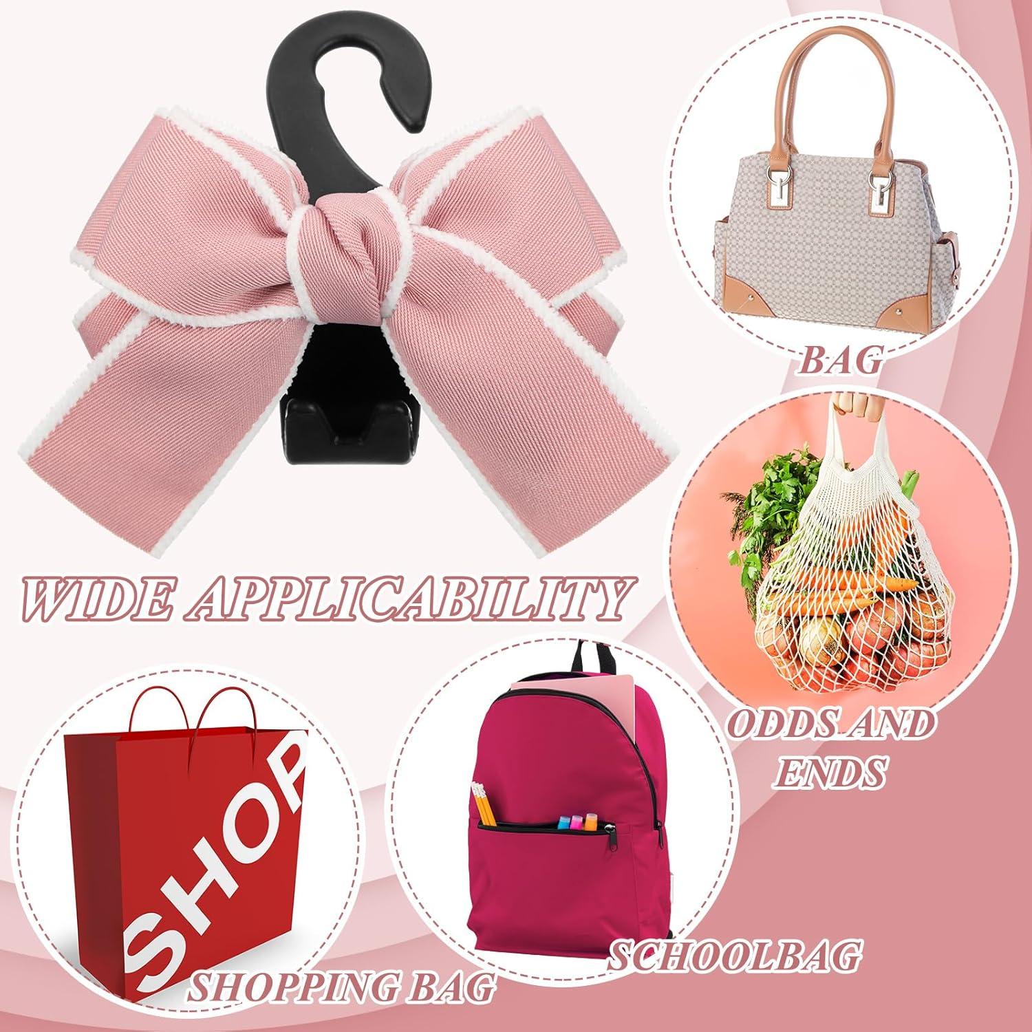 4 Ganchos de Bolsa de Coche Cinnvoice con Lazo Rosa