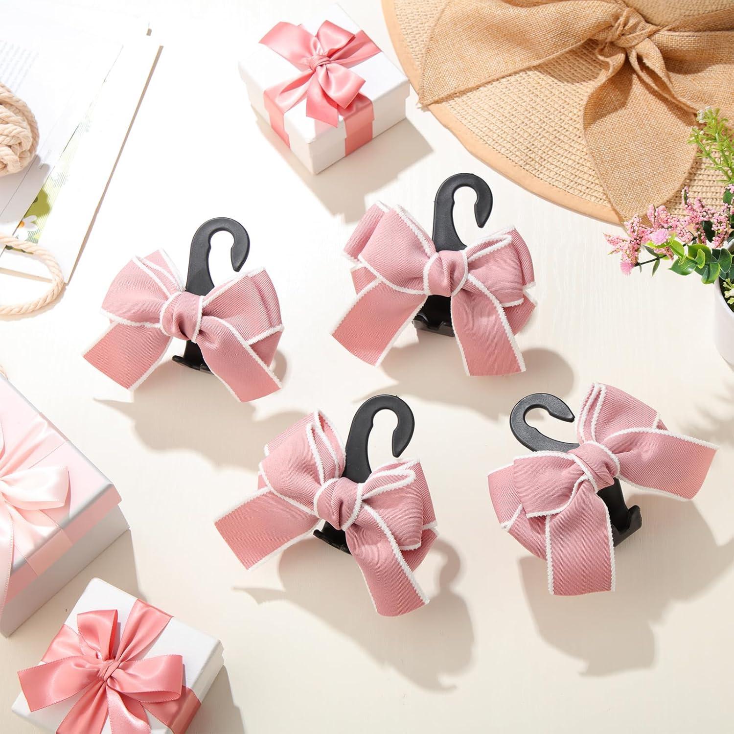 4 Ganchos de Bolsa de Coche Cinnvoice con Lazo Rosa
