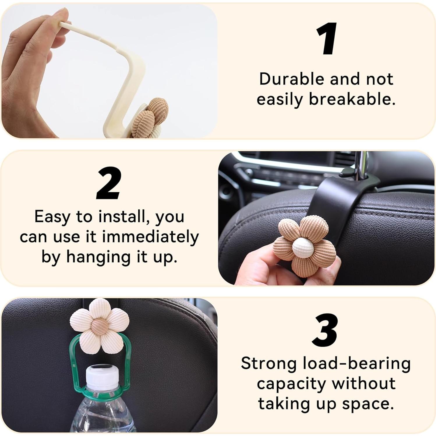 Ganchos para Reposacabezas de Coche Alieemo 4PCS Naranja/Blanco