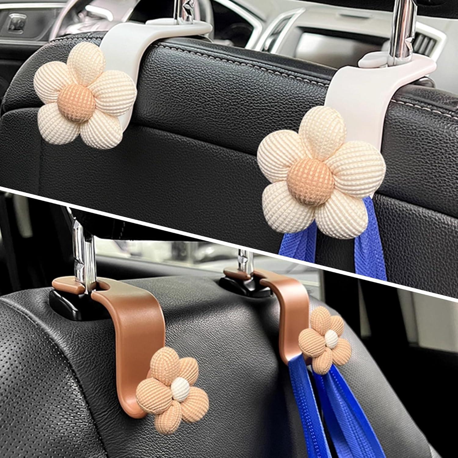 Ganchos para Reposacabezas de Coche Alieemo 4PCS Naranja/Blanco