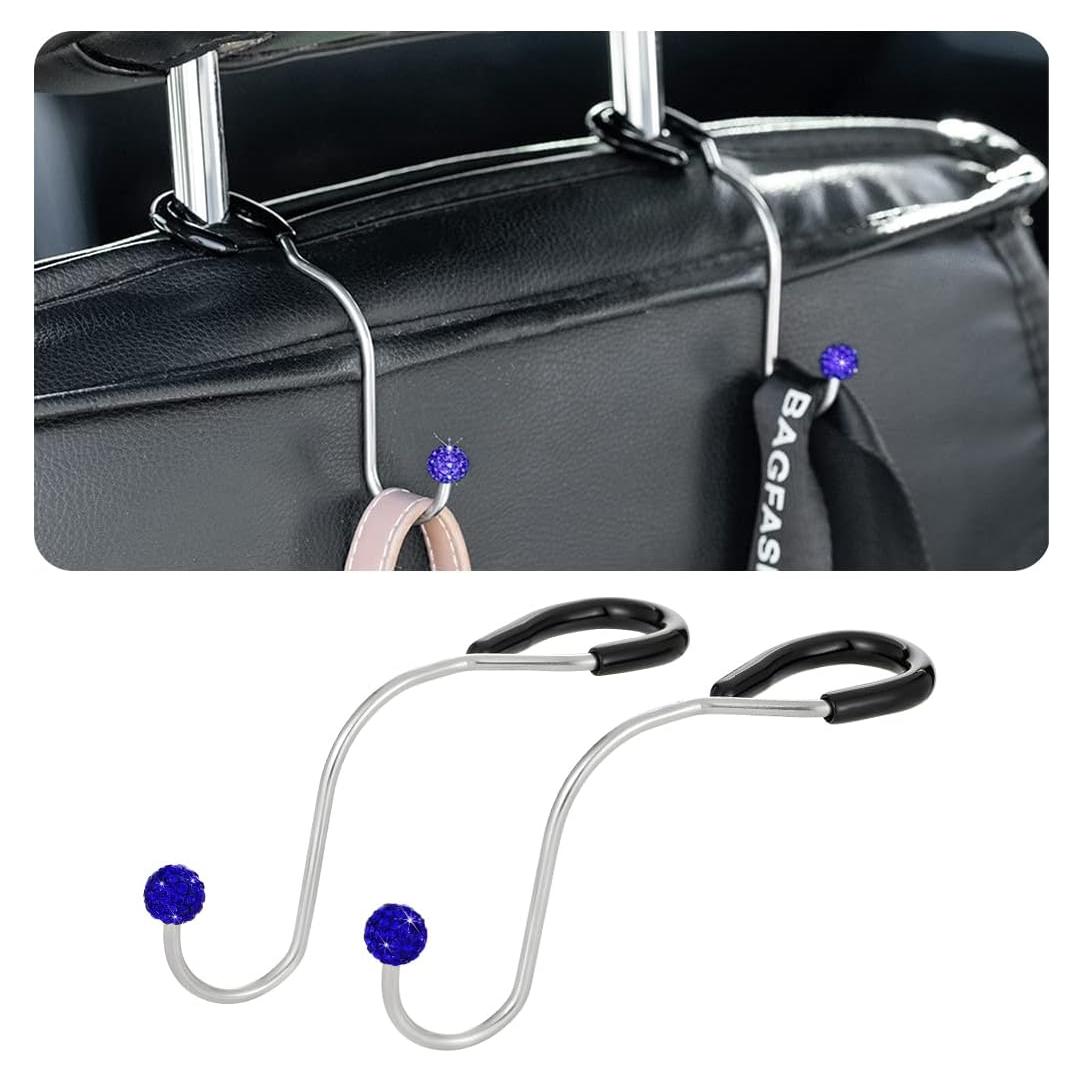 Ganchos de Reposacabezas AUCELI 2 Pcs Azul Acero Inoxidable