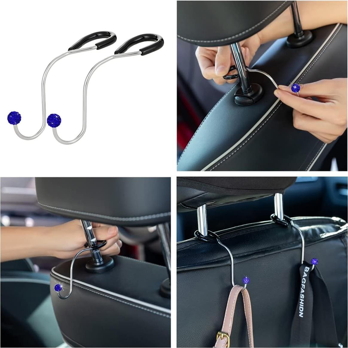Ganchos de Reposacabezas AUCELI 2 Pcs Azul Acero Inoxidable