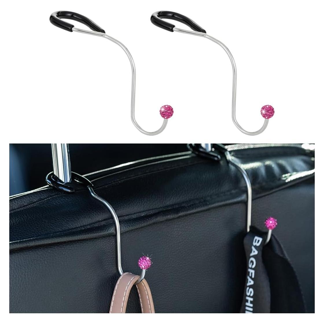 Ganchos para Reposacabezas de Coche KHGUZ 2PCS Magenta