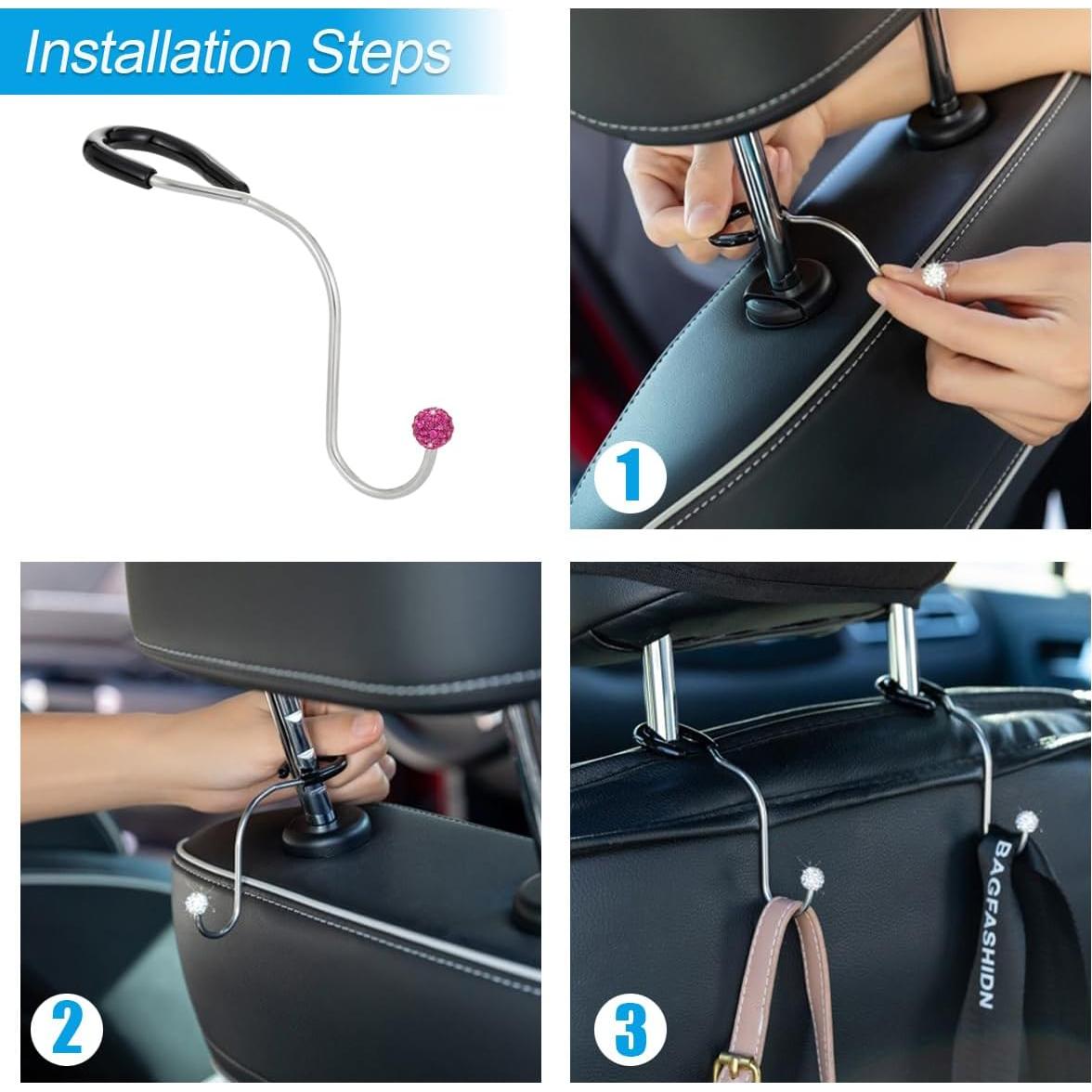 Ganchos para Reposacabezas de Coche KHGUZ 2PCS Magenta