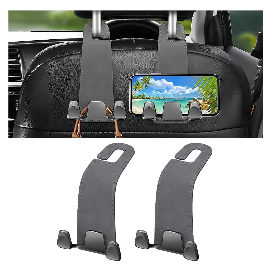 Gancho para reposacabezas Zpana, 2PCS, gris, organizador auto