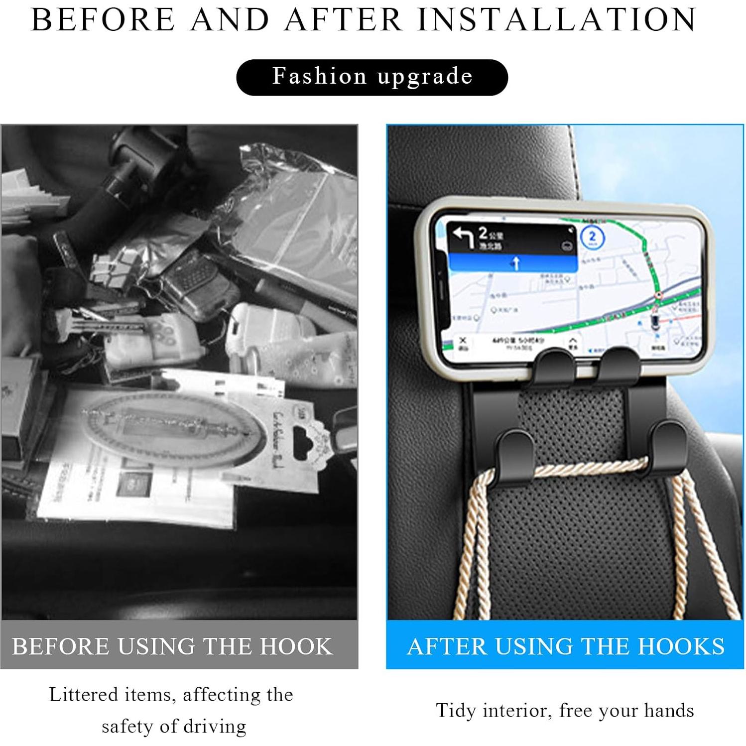 Ganchos para Reposacabezas de Coche MUQIDA - 2 Piezas, ABS