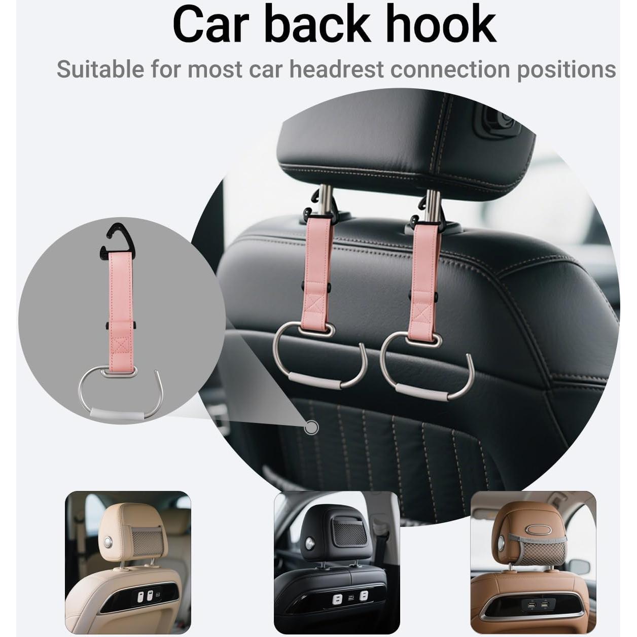 Ganchos para Bolsos de Auto Frayot, Correa Ajustable Rosa