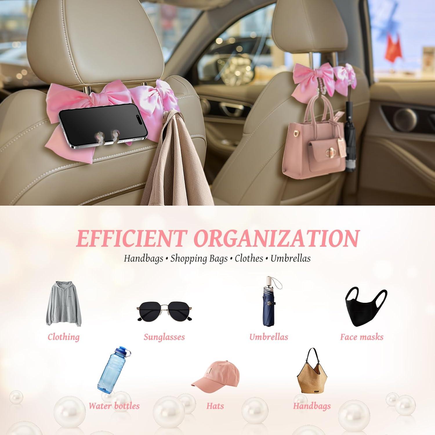 Gancho de Perla Rosa Linsdala para Reposacabezas de Coche - 2 Pcs