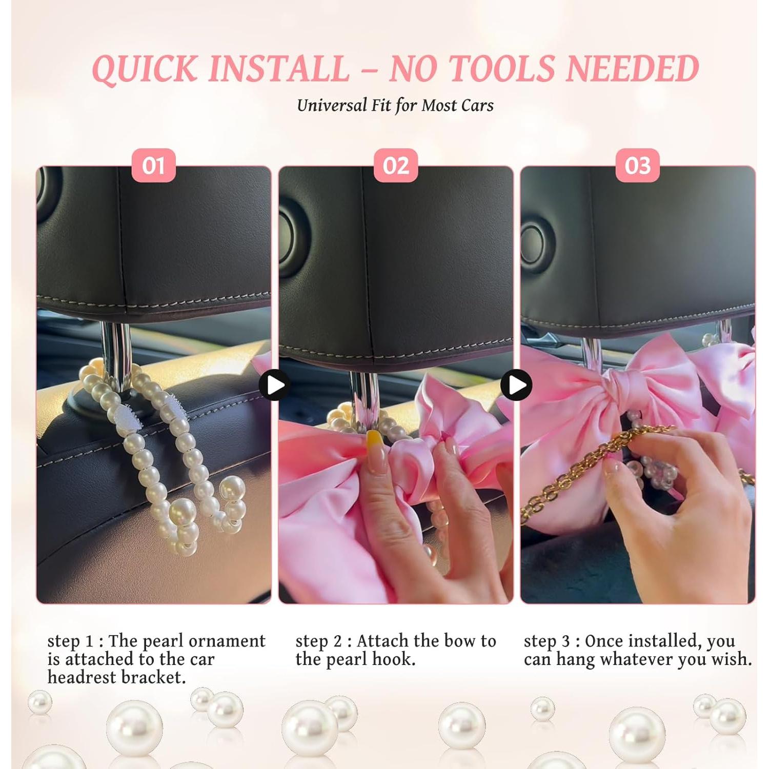 Gancho de Perla Rosa Linsdala para Reposacabezas de Coche - 2 Pcs