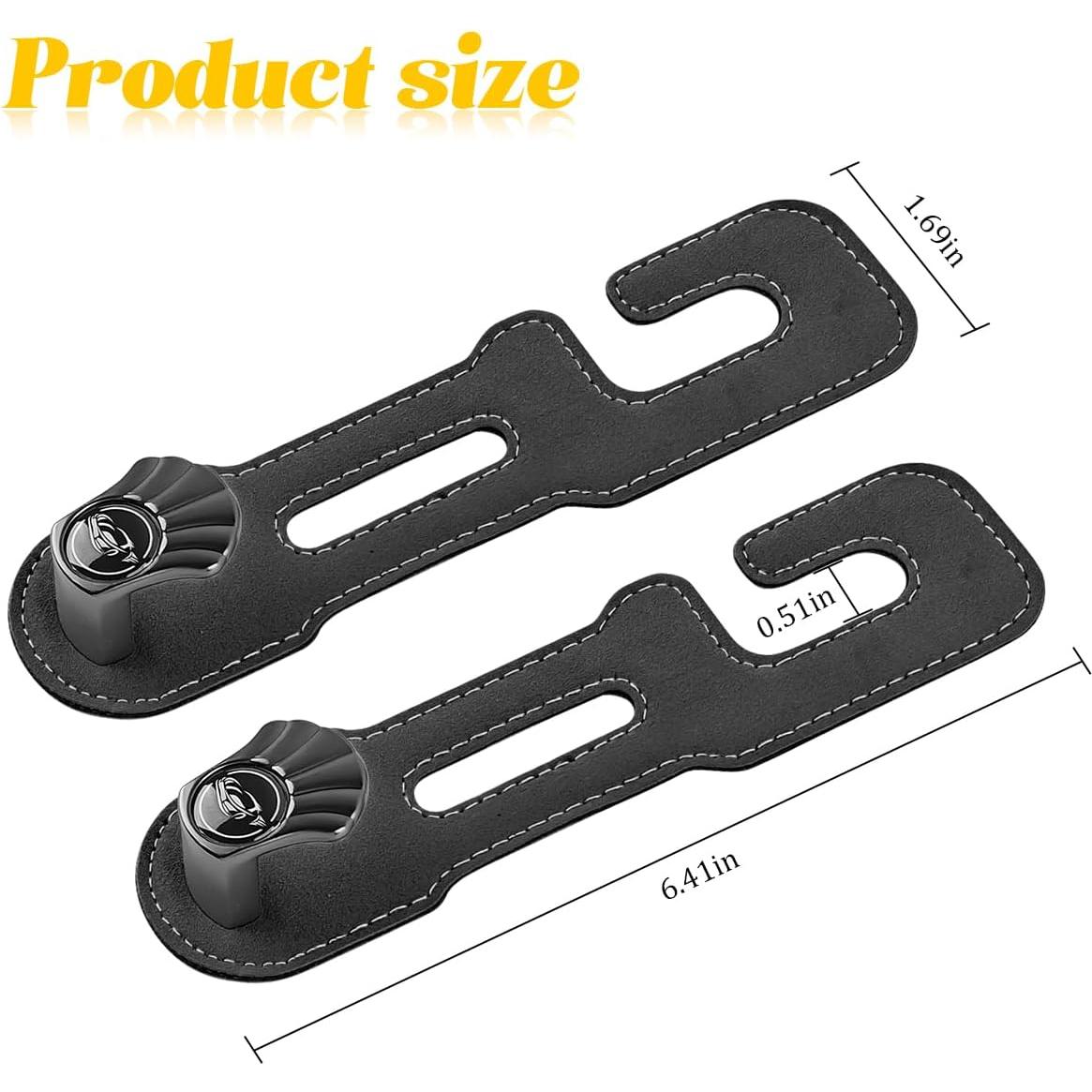 Ganchos para Reposacabezas KHGUZ - 2 Piezas Metal y Cuero Negro