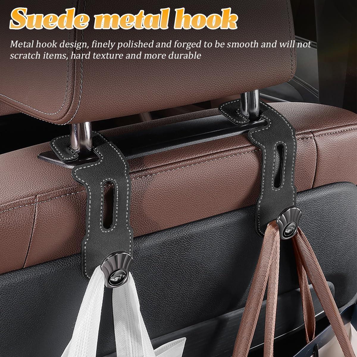 Ganchos para Reposacabezas KHGUZ - 2 Piezas Metal y Cuero Negro