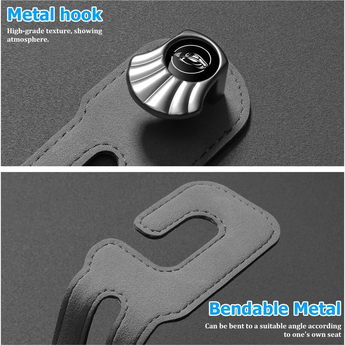 Ganchos para Reposacabezas KHGUZ - 2 Piezas Metal y Cuero Negro