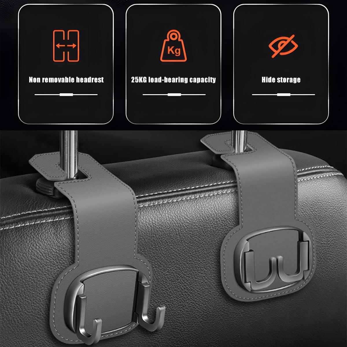 Ganchos para Reposacabezas de Auto KHGUZ - 2 Piezas Gris