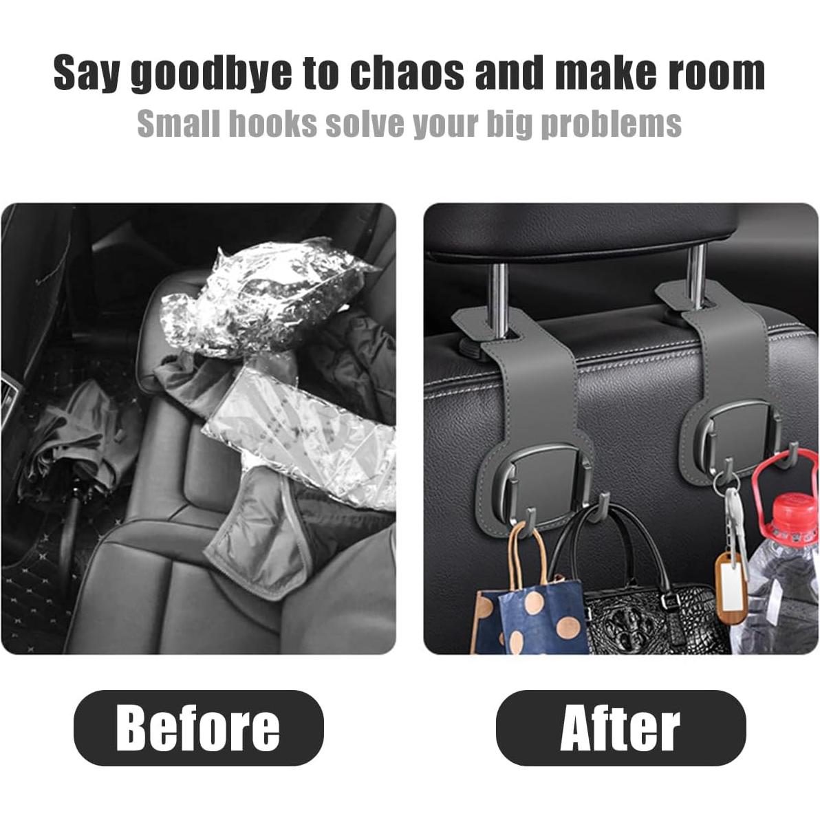 Ganchos para Reposacabezas de Auto KHGUZ - 2 Piezas Gris