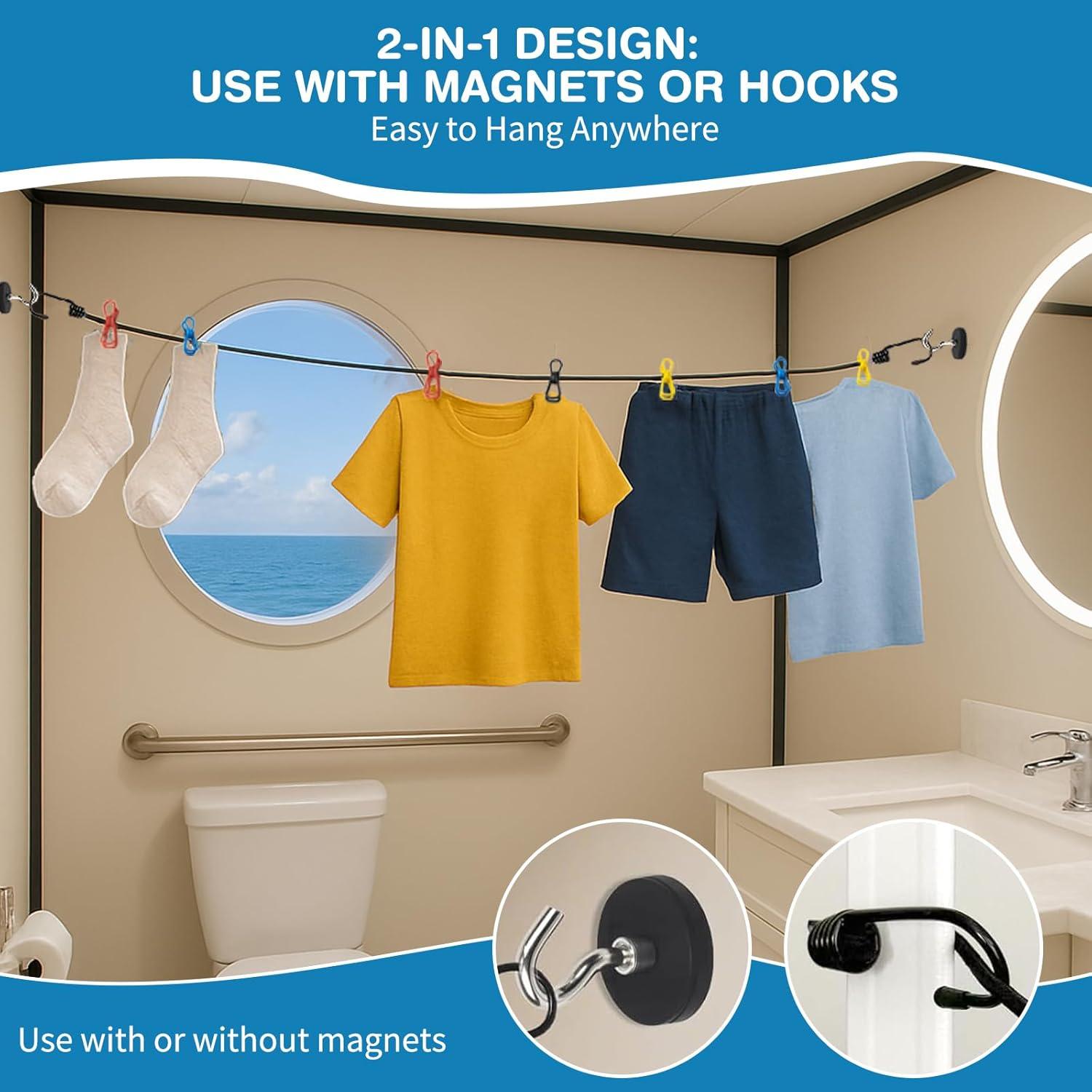 Cuerda de Ropa Magnética HYTWEDO 17.3 cm con Clips Multicolores