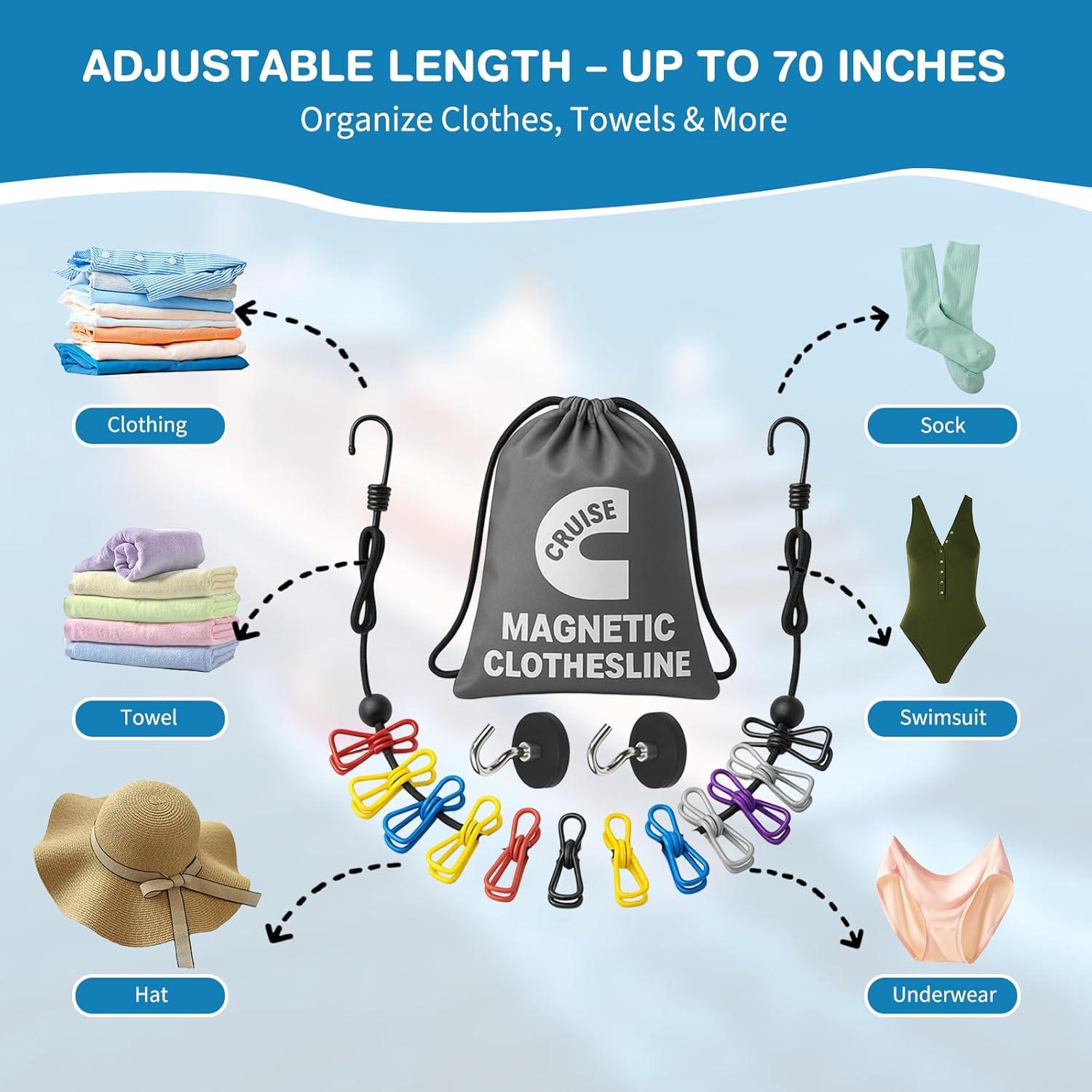 Cuerda de Ropa Magnética HYTWEDO 17.3 cm con Clips Multicolores