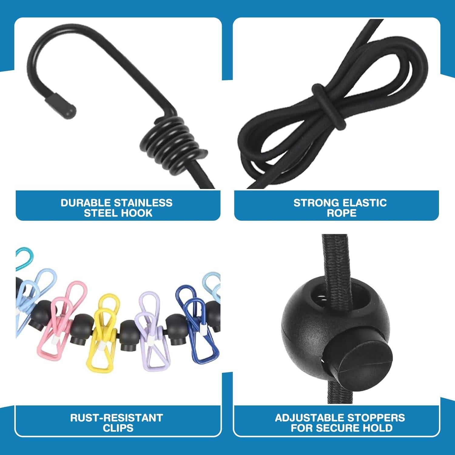 Cuerda de Ropa Magnética HYTWEDO 17.3 cm con Clips Multicolores