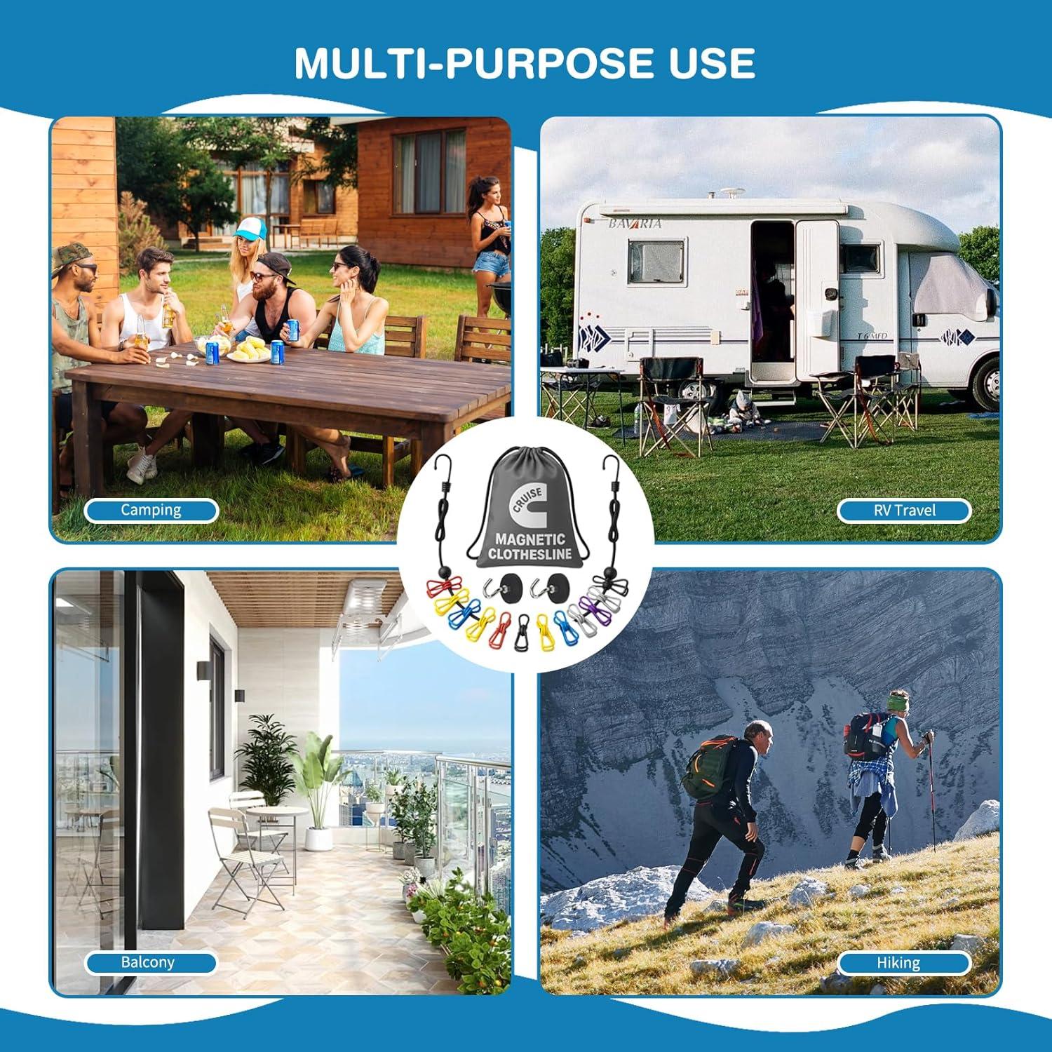 Cuerda de Ropa Magnética HYTWEDO 17.3 cm con Clips Multicolores