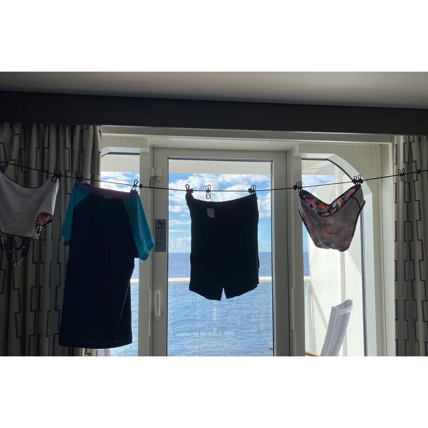 Cuerda de Viaje Ajustable Nylon con 12 Clips y 13 Perlas Antideslizantes