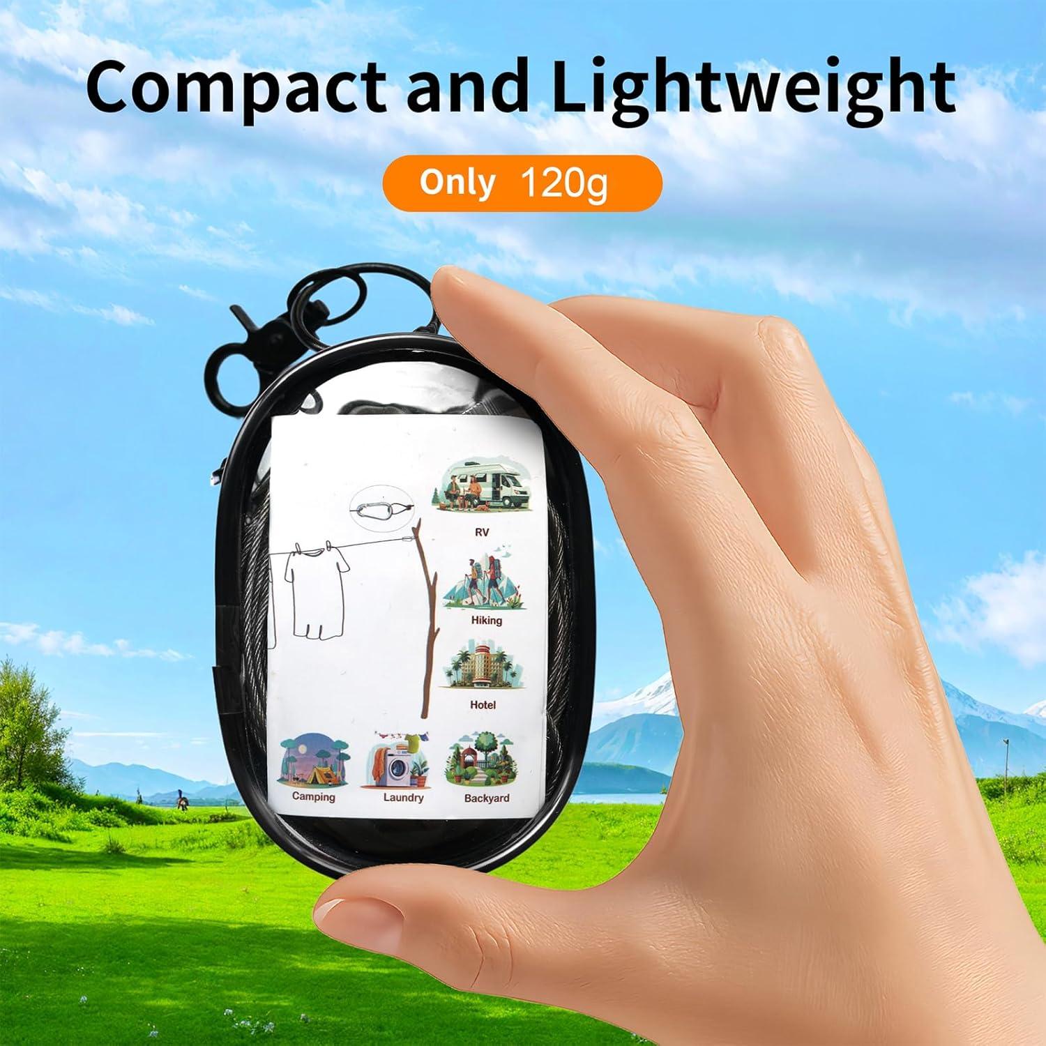 Línea de Ropa de Camping AIFOTO 3.66m Soporta 9.07kg Ajustable