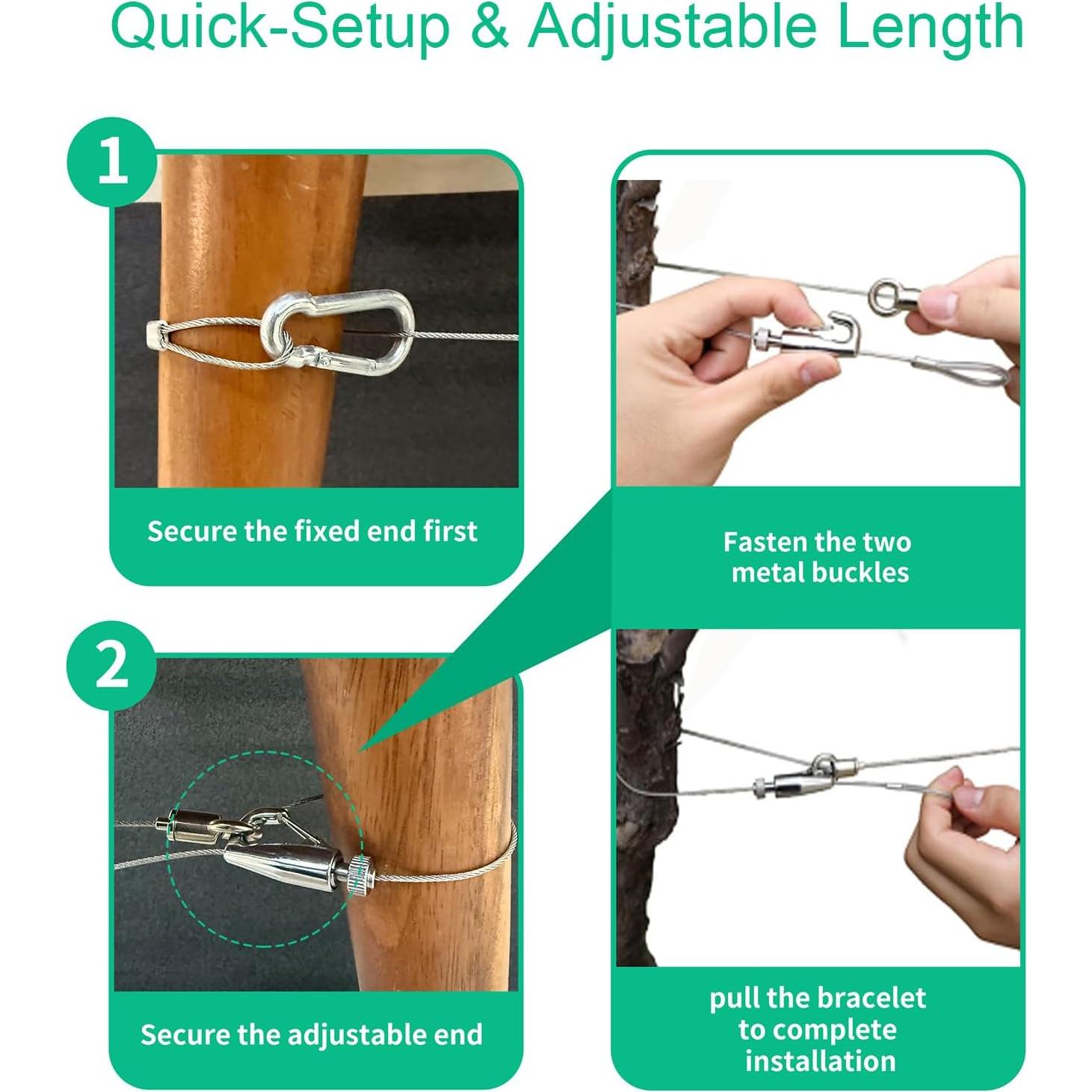 Línea de Ropa de Camping AIFOTO 3.66m Soporta 9.07kg Ajustable
