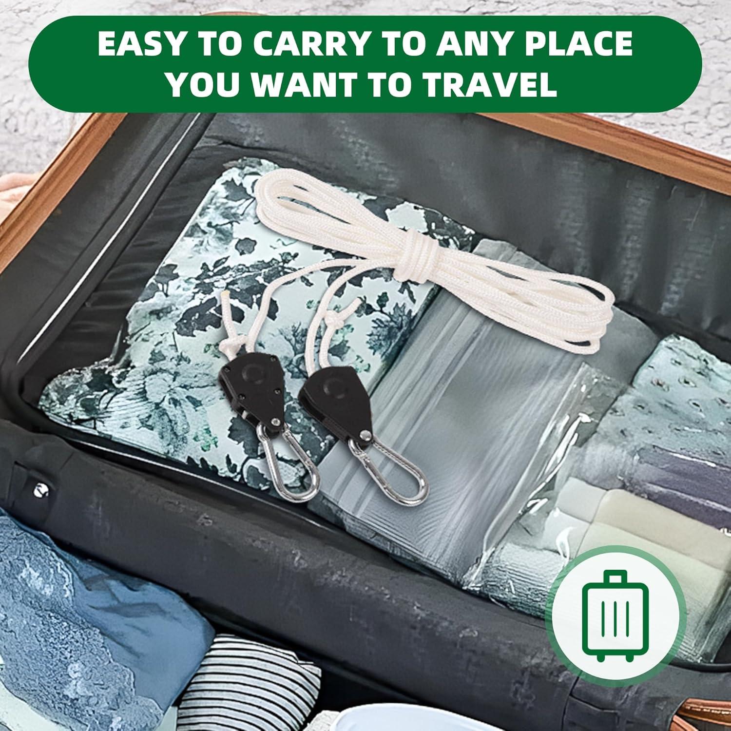 Cuerda de Ropa Retráctil Hetjosee 5m con Poleas y Mosquetón