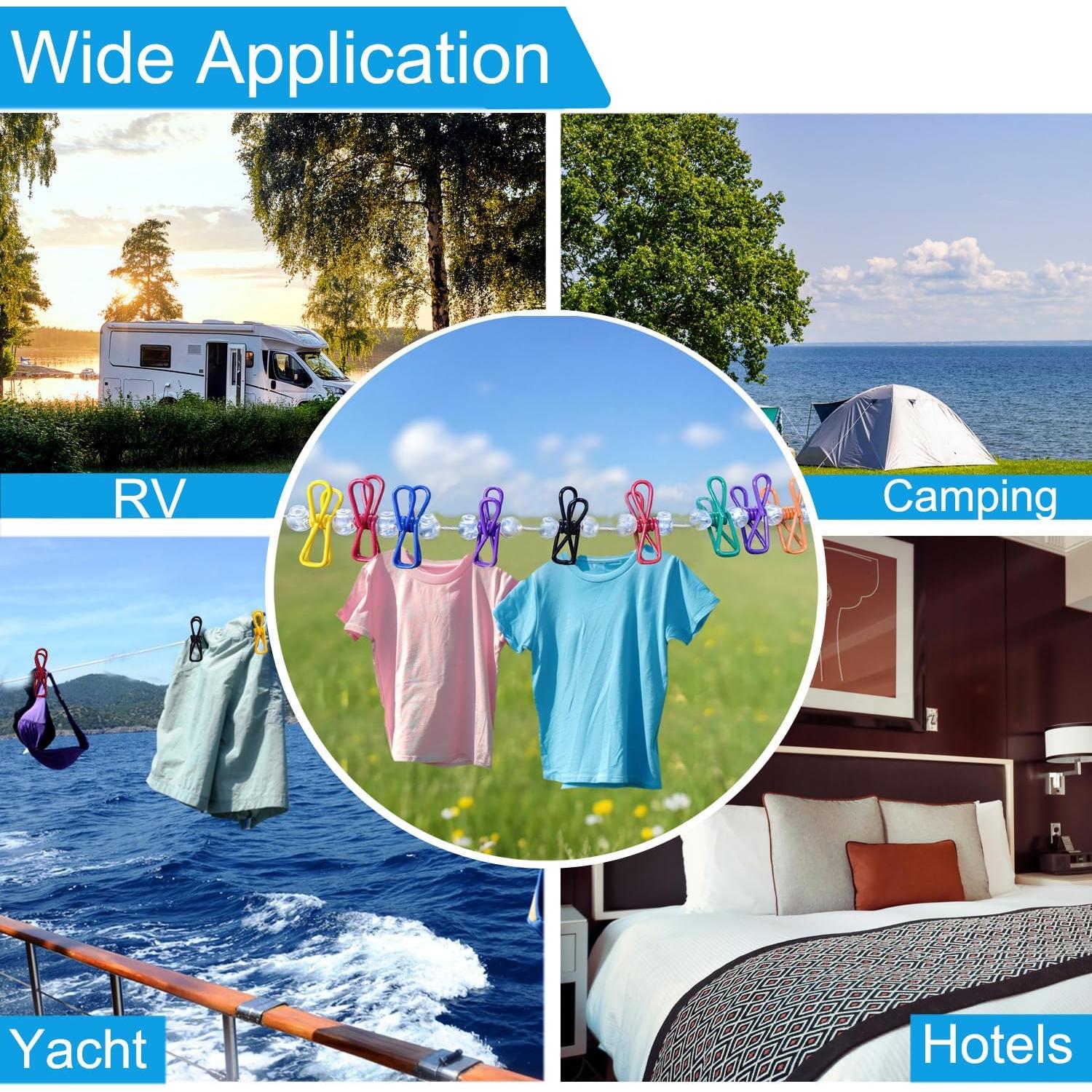 Cuerda de Ropa Portátil CHENGLAI 3.66m Ajustable con 20 Clips