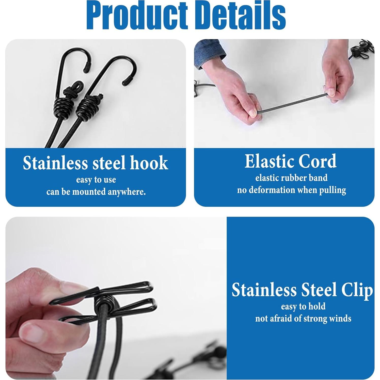 Cuerda Elástica para Ropa Dancepanda 3.6m con 12 Clips