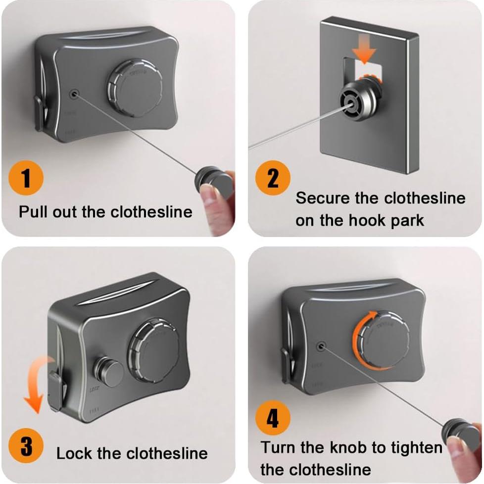 Cuerda de Ropa Retráctil YUKI 5.1m Alta Resistencia Gris