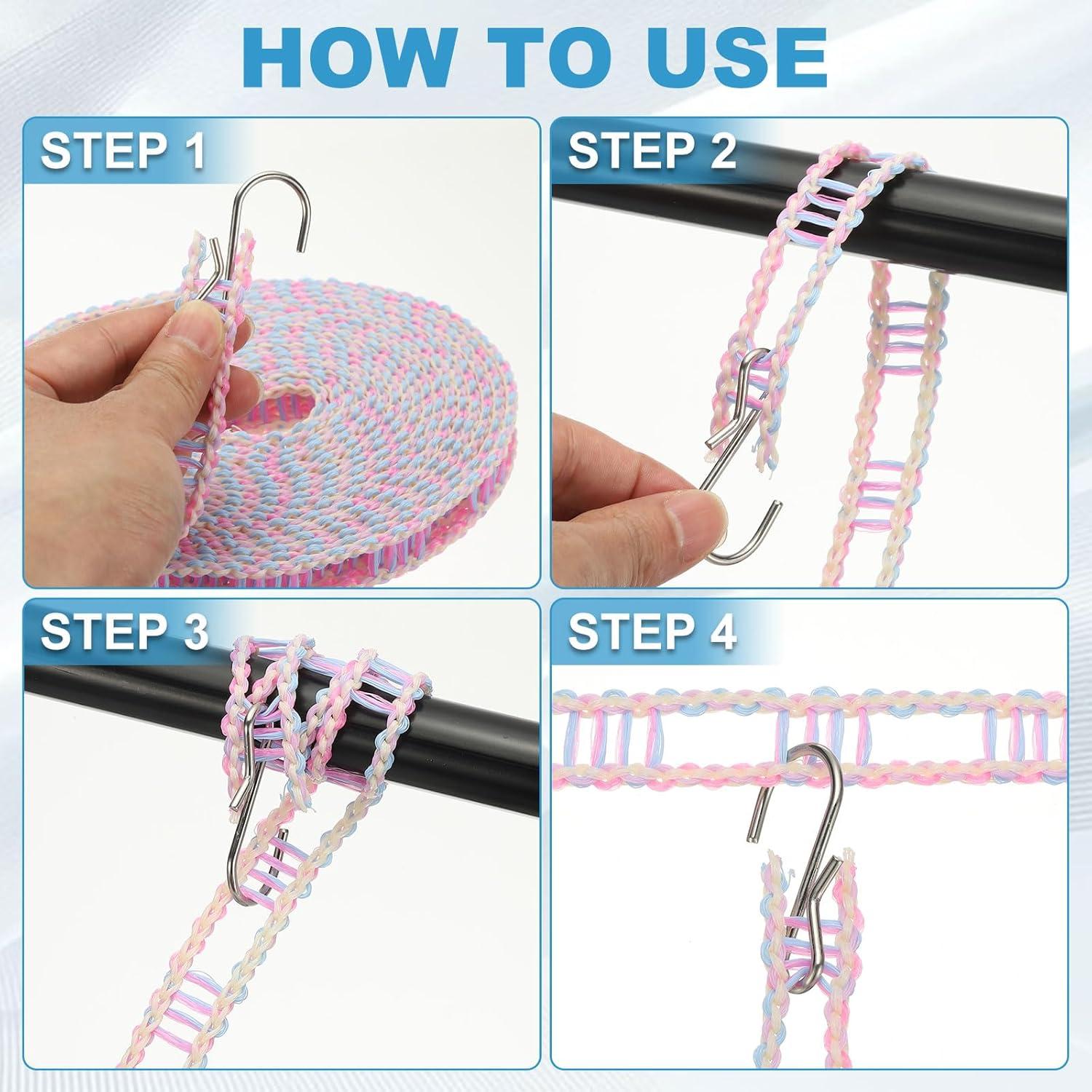 Cuerda de Ropa de Viaje uxcell 8m con Ganchos de Acero Inoxidable