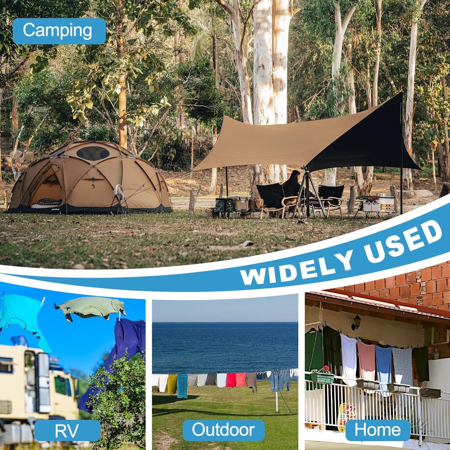 Cuerda de Ropa de Viaje uxcell 8m con Ganchos de Acero Inoxidable