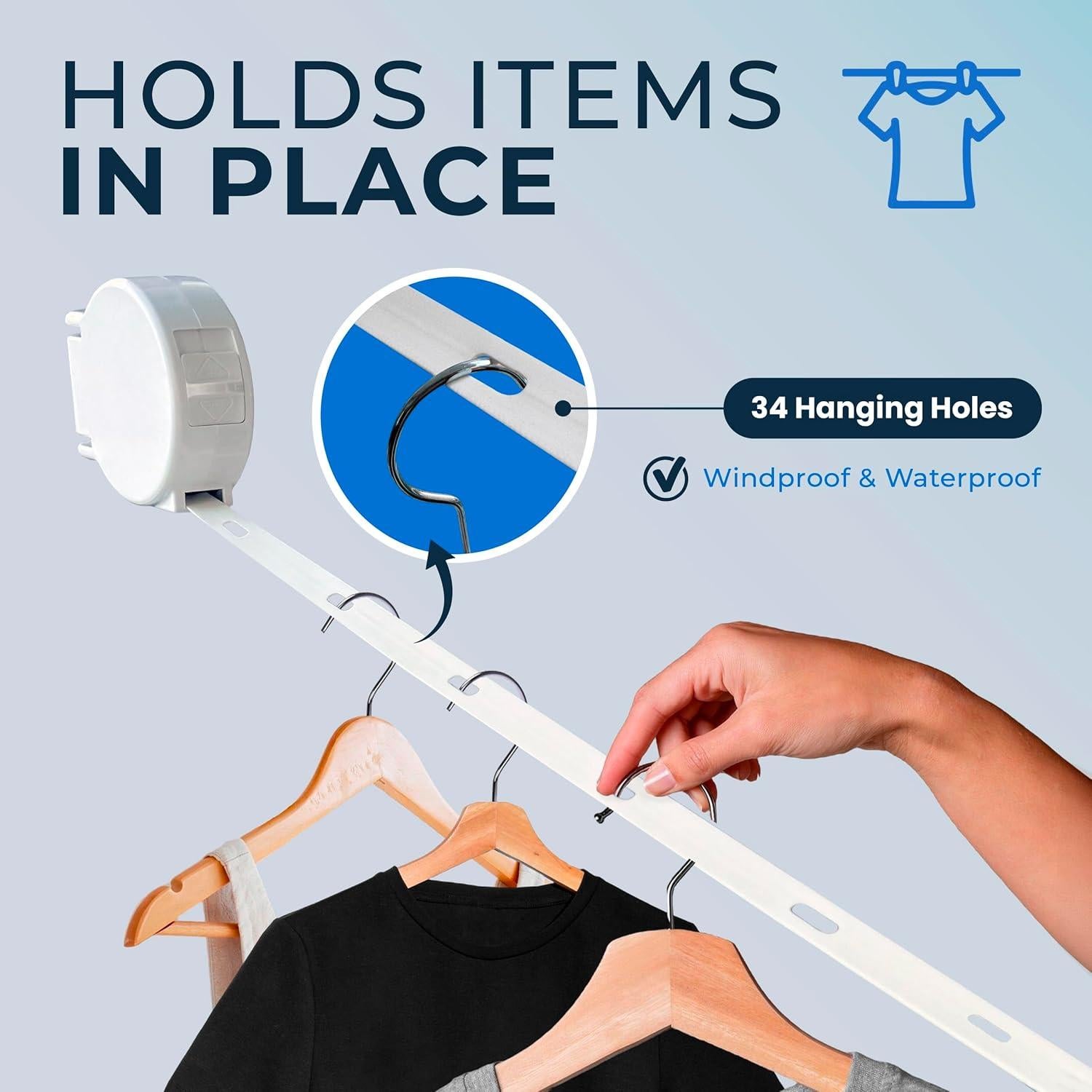 Cuerda Retráctil para Ropa Sambuy 4.2 m 25.4 kg Carga Pesada