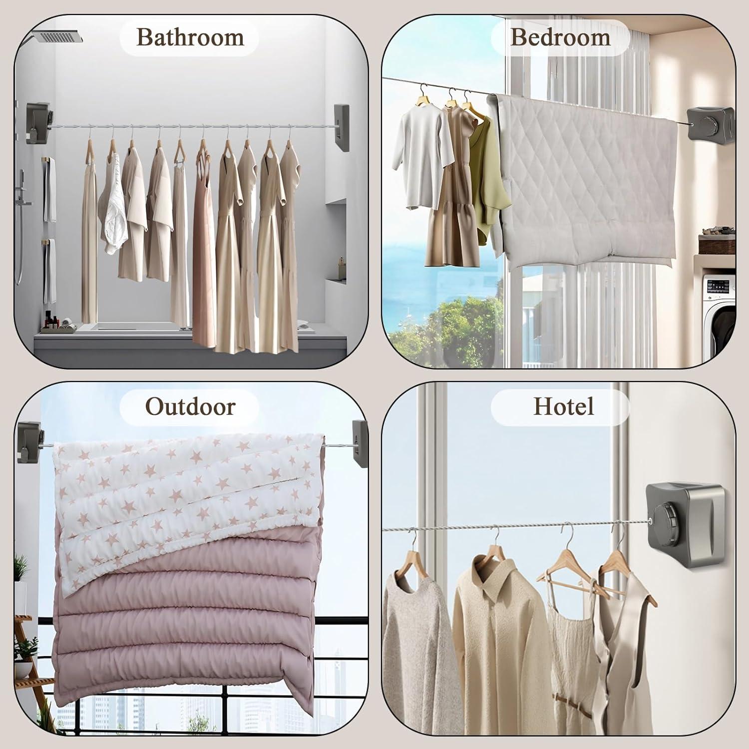 Cuerda de Ropa Retráctil LPZNUYVC de Acero Inoxidable 18.14 kg