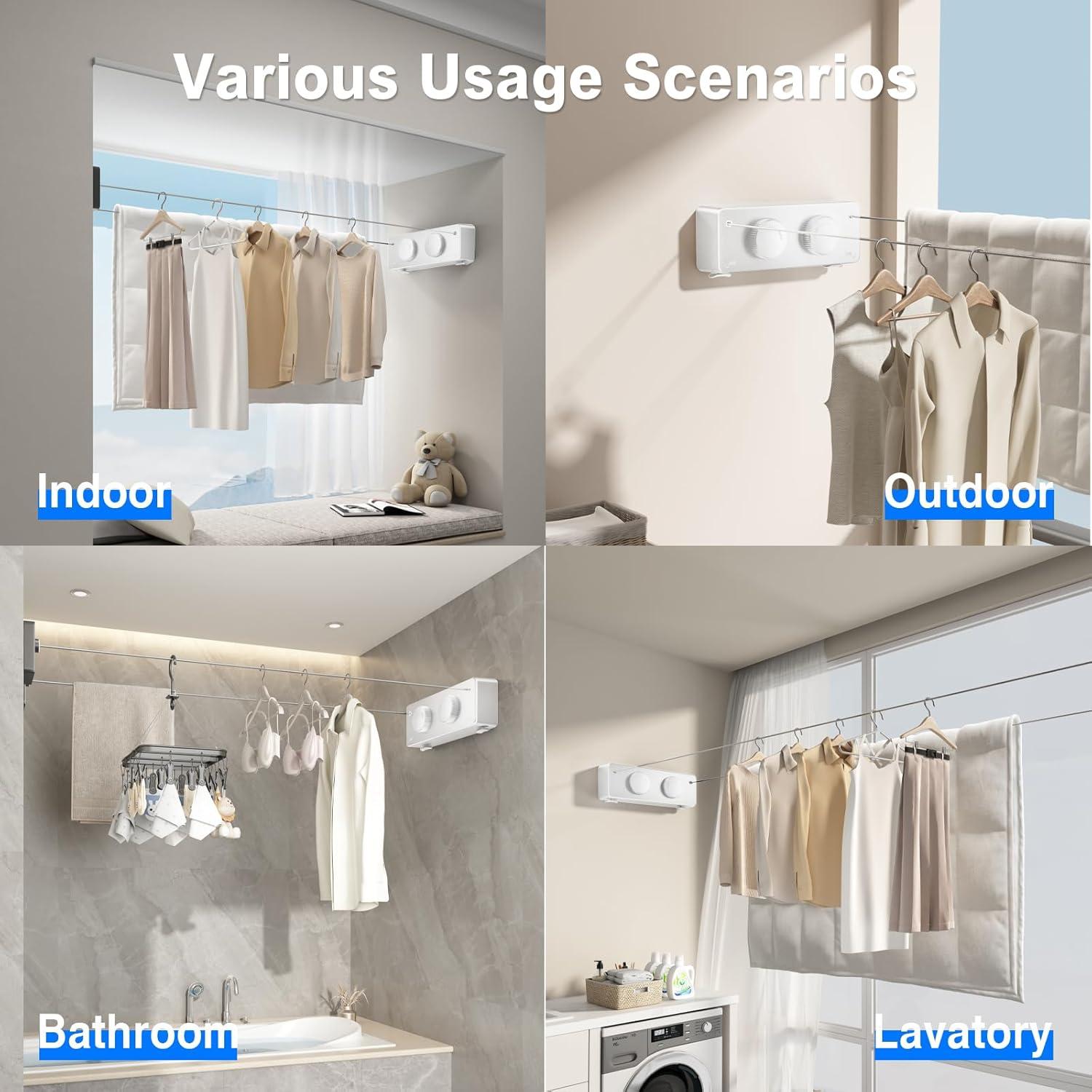 Cuerda de Ropa Retráctil Mustorn 4.2m Doble Alta Resistencia