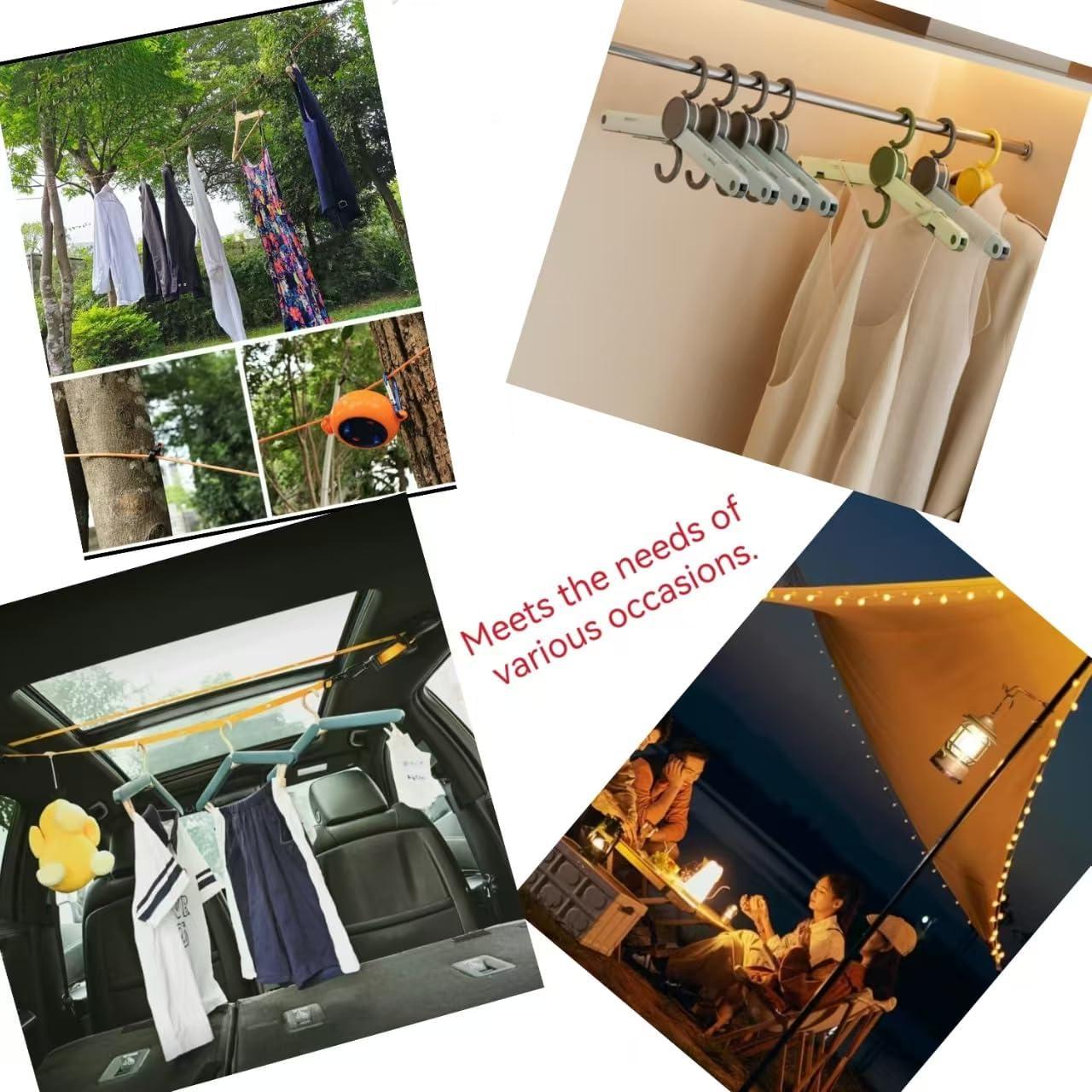 Perchas de Viaje Plegables YIMCABDG - 6 Perchas + Cuerda 10m