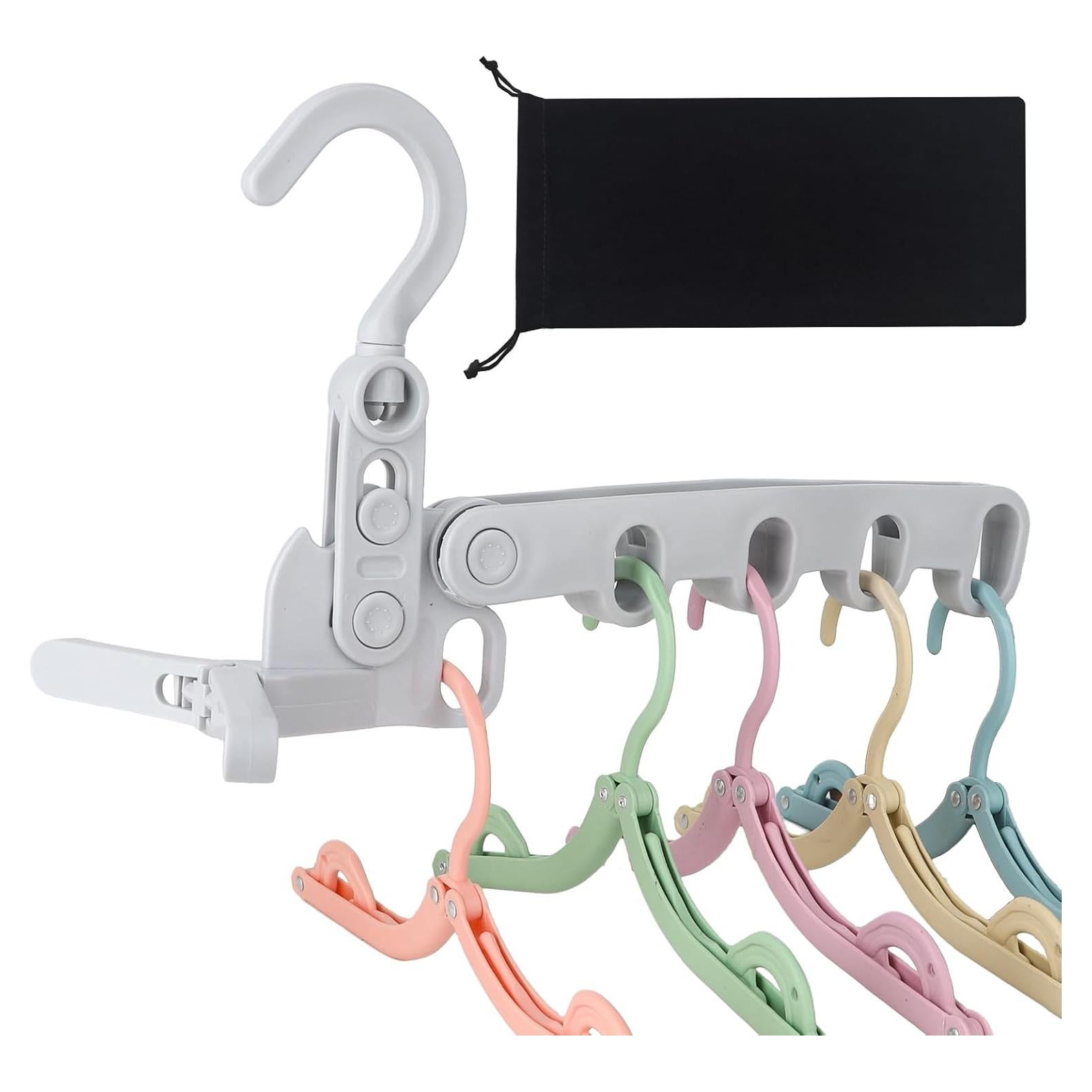 Perchero Plegable SIWUKEH + 5 Perchas de Viaje + Bolsa