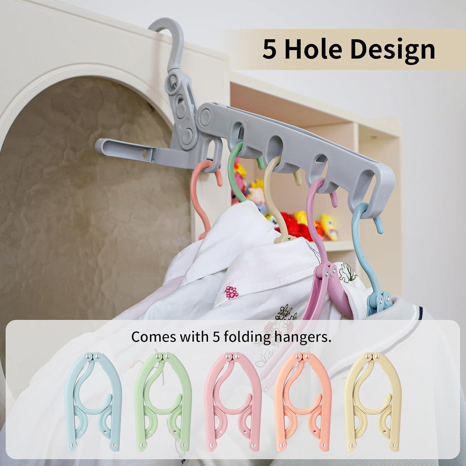 Perchero Plegable SIWUKEH + 5 Perchas de Viaje + Bolsa