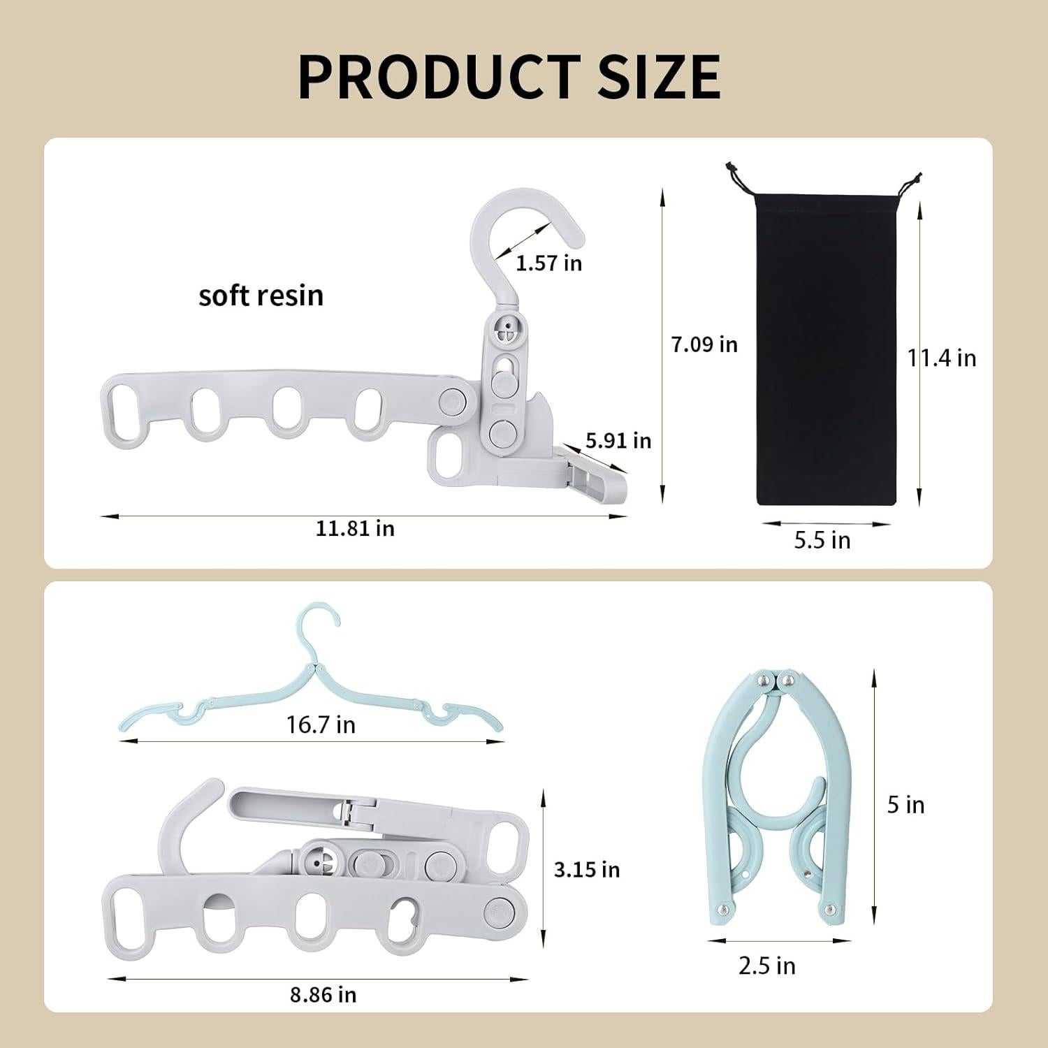 Perchero Plegable SIWUKEH + 5 Perchas de Viaje + Bolsa