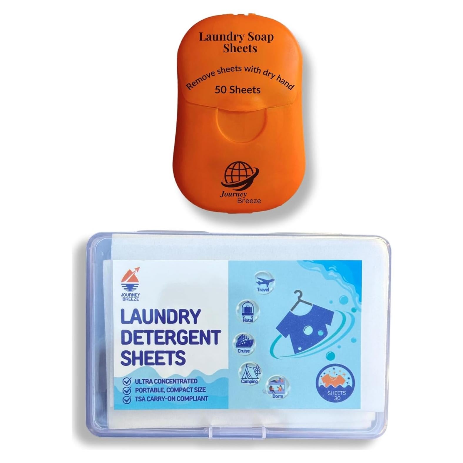 Kit de Lavandería de Viaje Journey Breeze - 50 Hojas Detergente