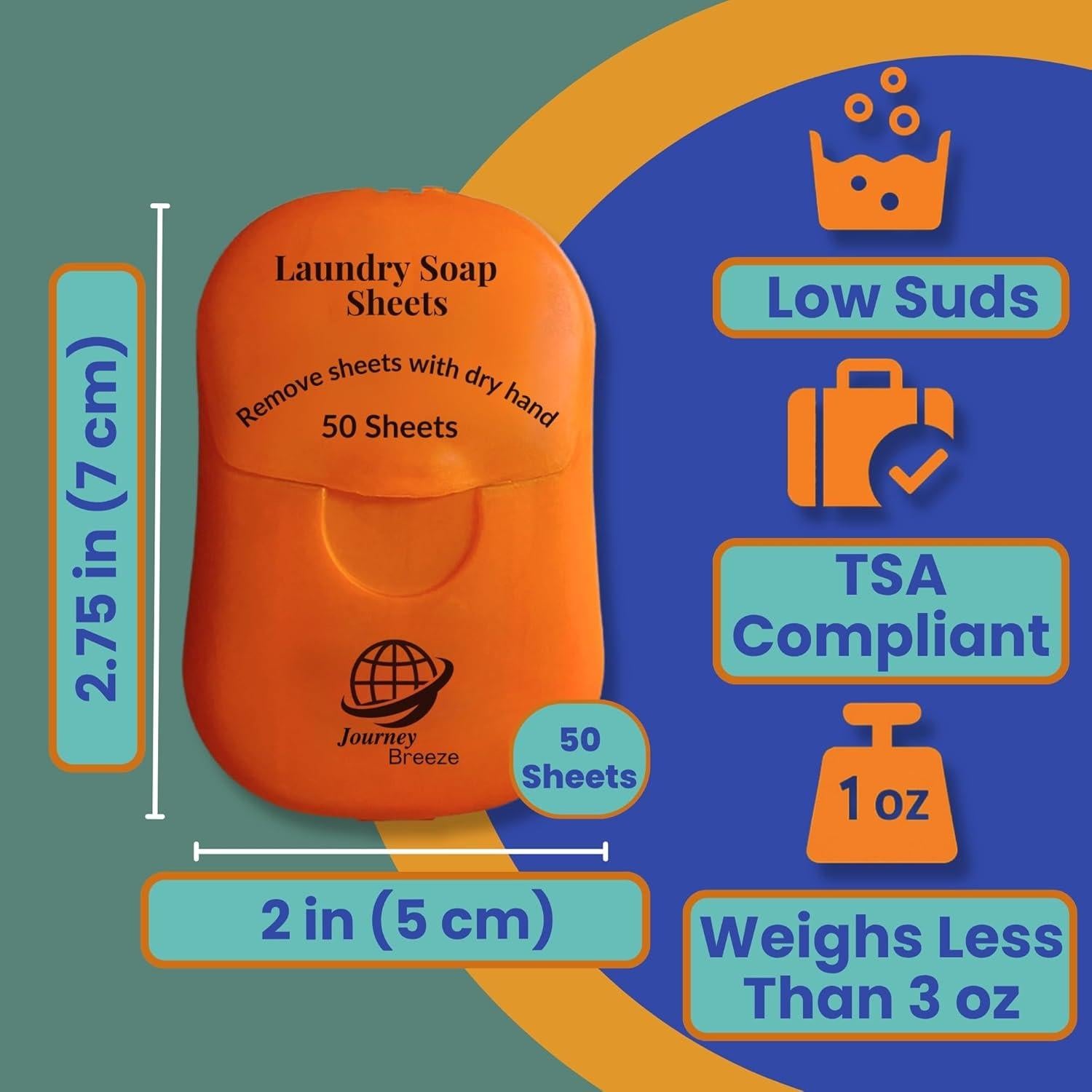 Kit de Lavandería de Viaje Journey Breeze - 50 Hojas Detergente