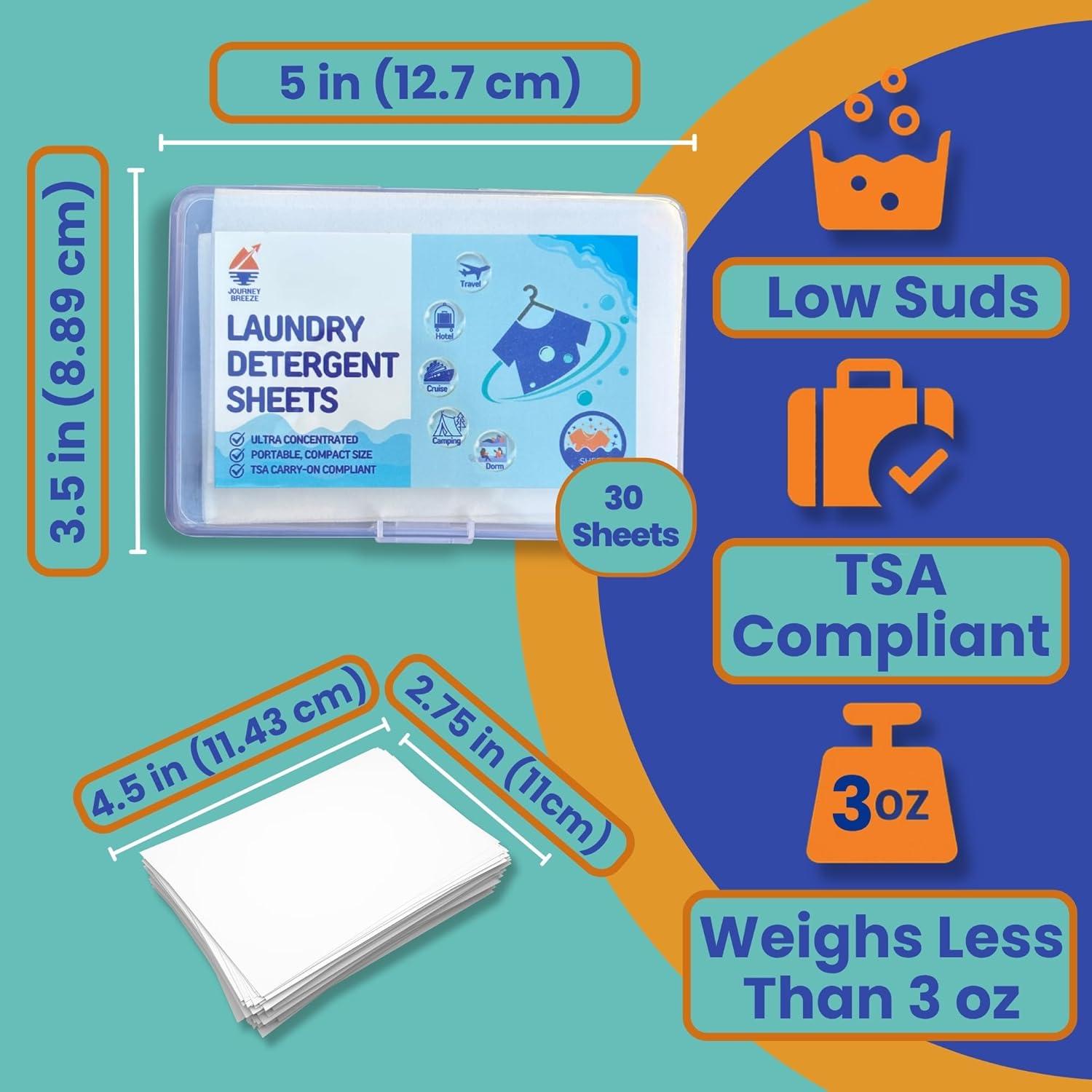 Kit de Lavandería de Viaje Journey Breeze - 50 Hojas Detergente